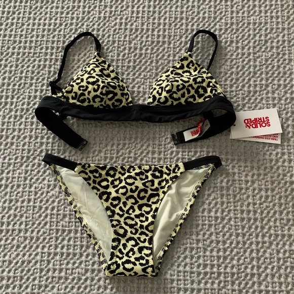 NWT Solid & Striped Morgan Leopard Print Top And Bottom Two-Piece Bikini Size XS - Picture 4 of 10